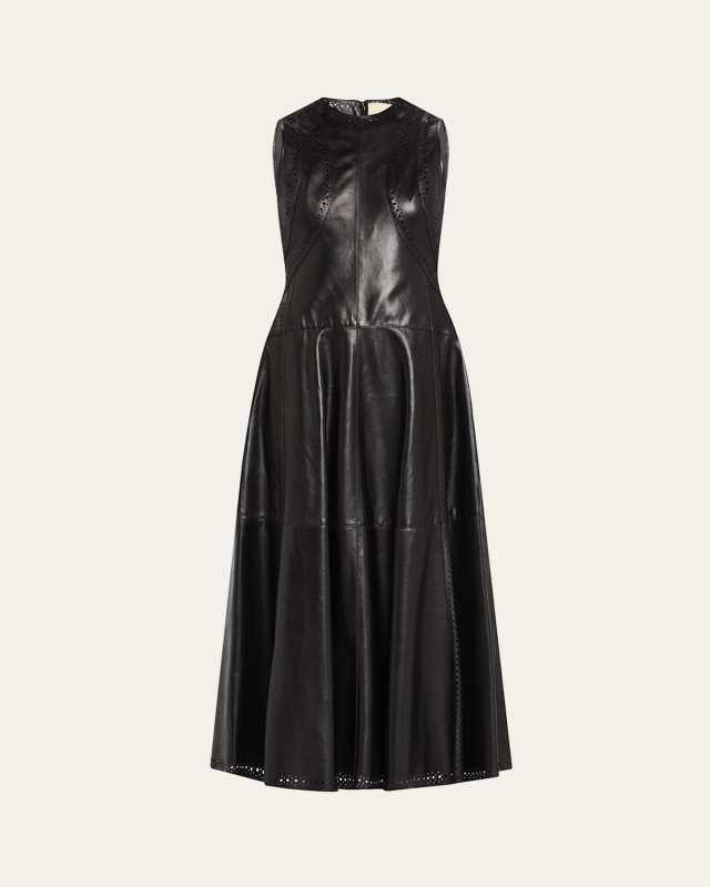 Juliette Sleeveless Leather Midi Dress
